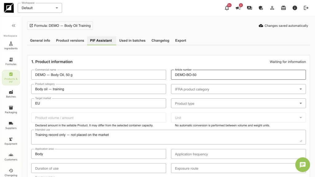 Product-level PIF information remains Waiting for information
