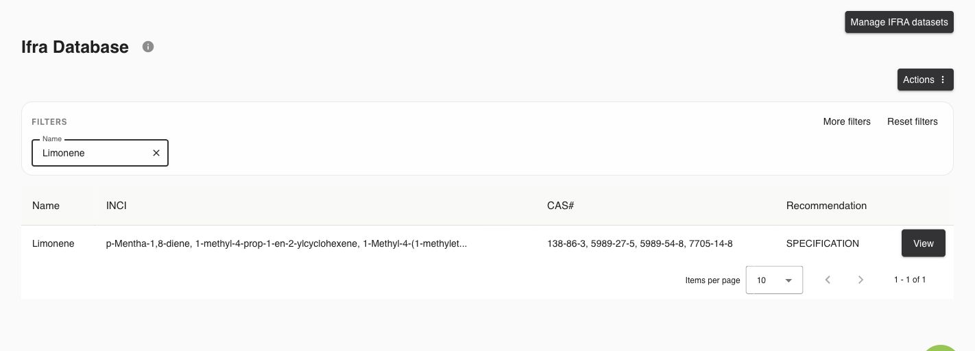IFRA search: Limonene has a specification to review