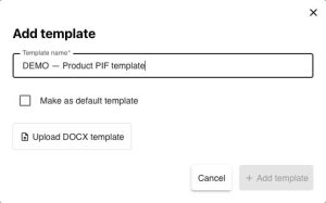 Add a named DOCX template; upload is required